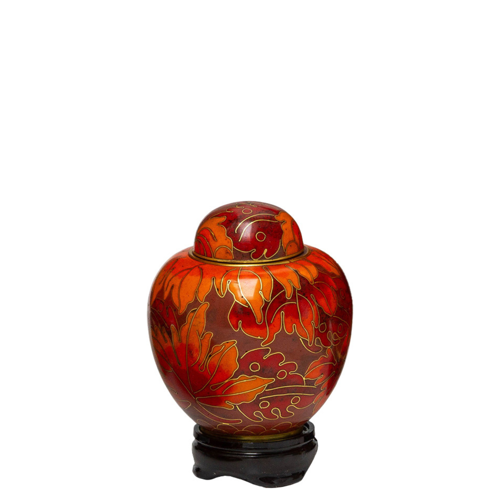 Fall Leaf Cloisonné Miniature Urn