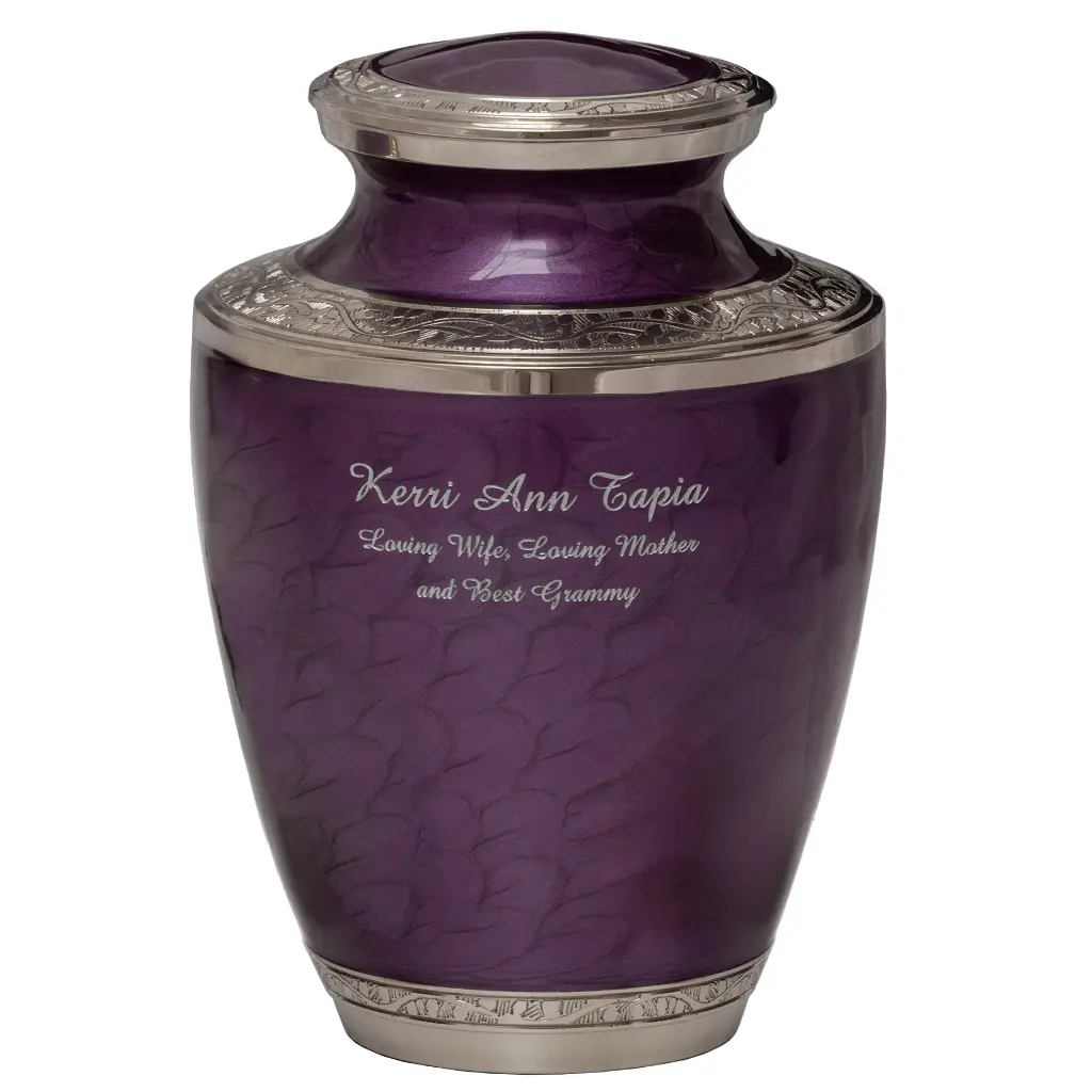 Mother of Pearl Purple Brass Adult Urn
