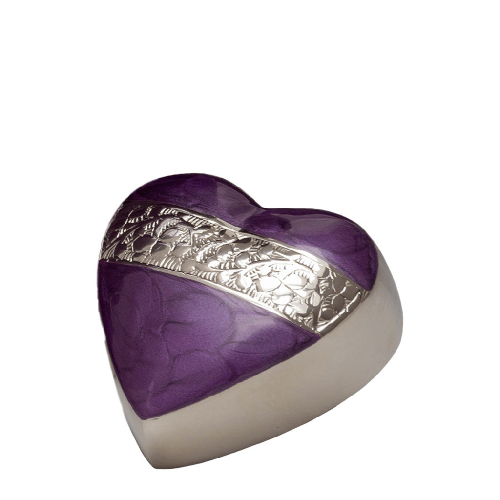 Mother of Pearl Purple Brass Heart Keepsake