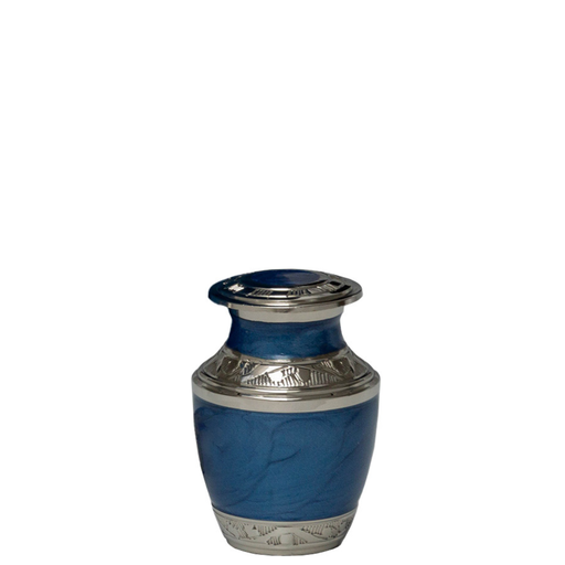 [514 MPB] Mother of Pearl Blue Brass Miniature Urn